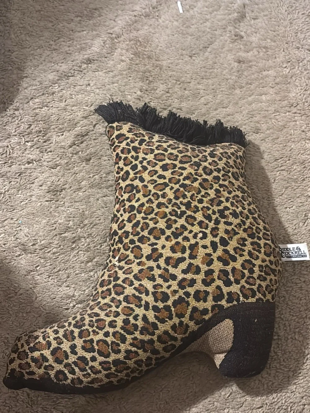 Leopard Print Women’s Ankle Boot Pillow- Black/Brown